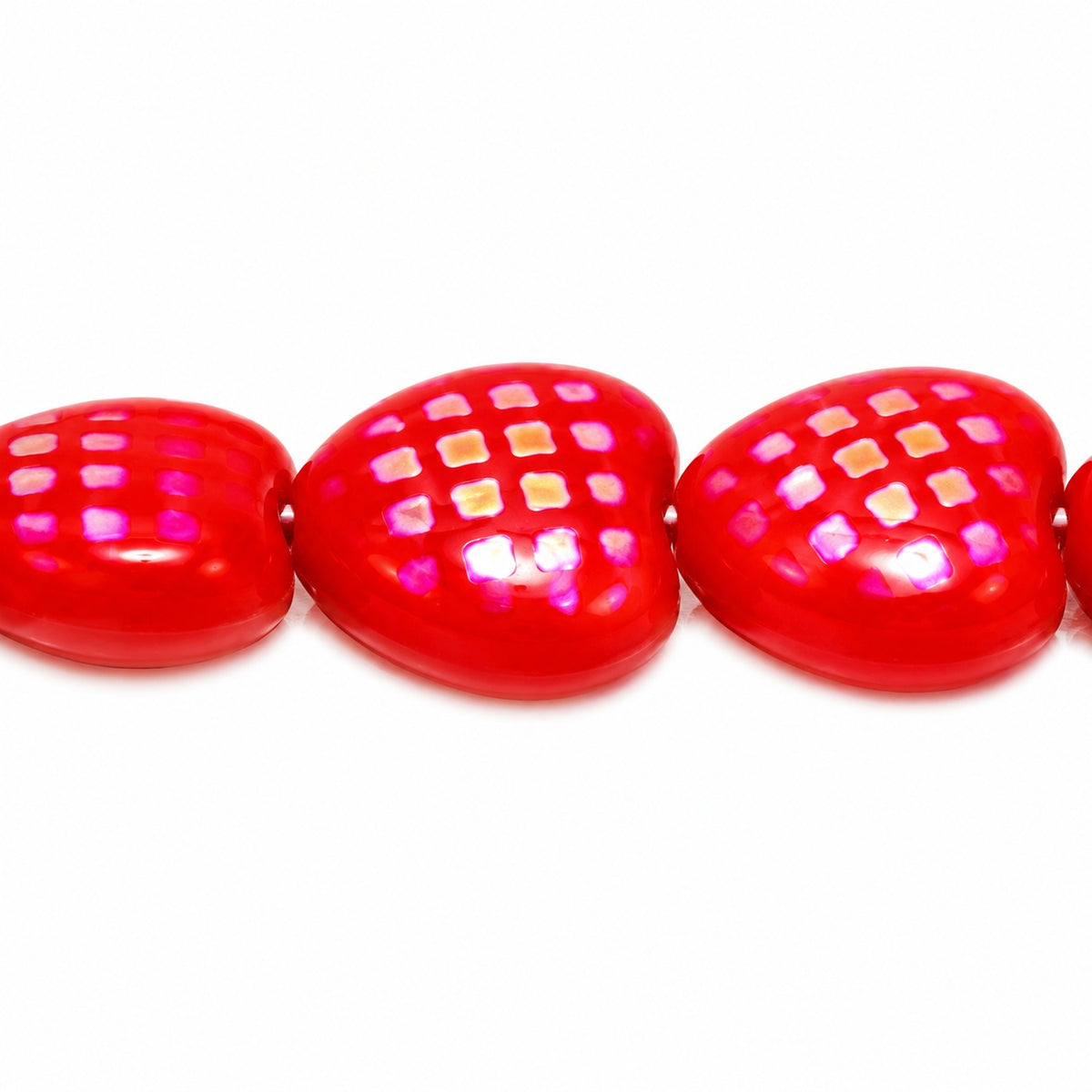 Heart Beads, Red 28710 (93180-28710), Glass, Czech Republic