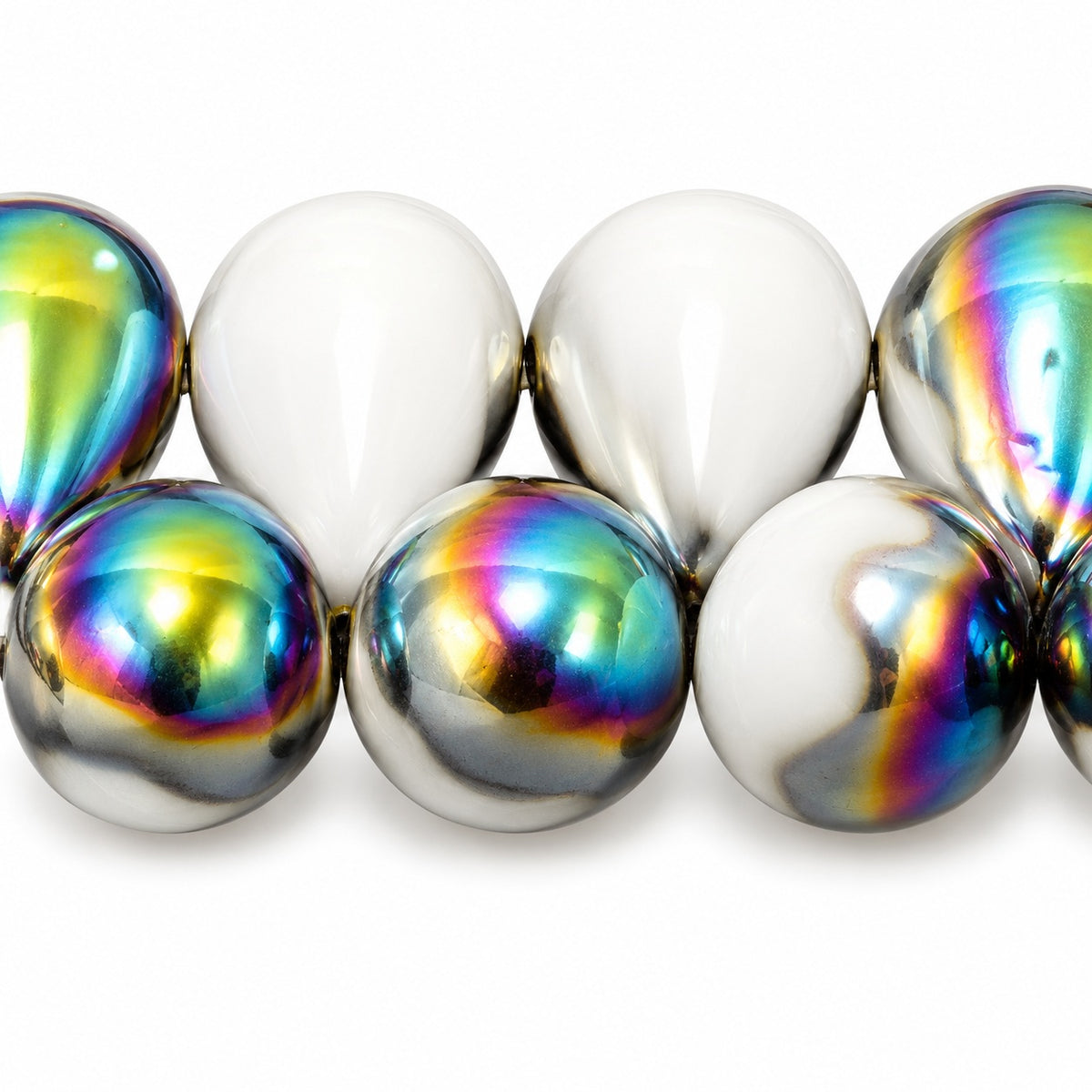 Drop Beads, White Crystal Vitrail Medium Coating (02010-28101), Glass, Czech Republic