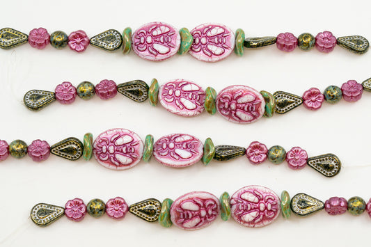 OUTLET 1 件串珠混合串粉色蜜蜂