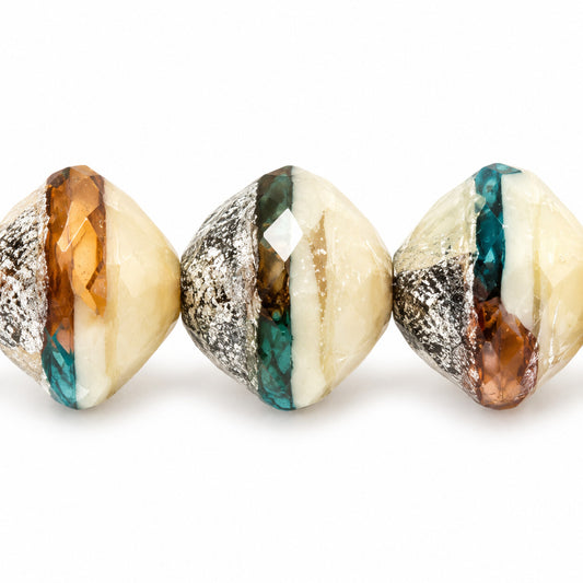 Faceted Special Cut Beads Ufo, X3098 Antique Silver Patina (x3098-81002), Glass, Czech Republic