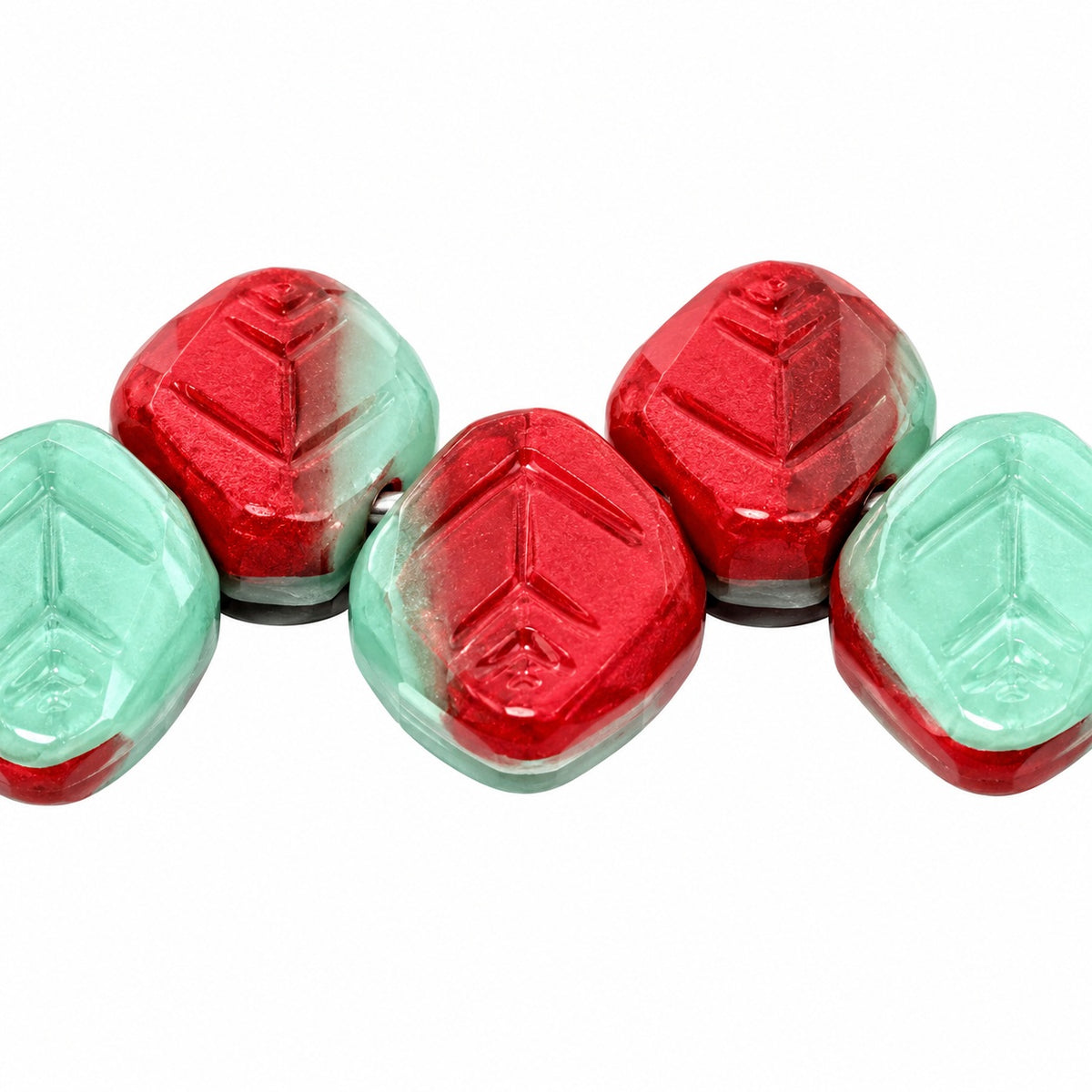 Small Leaf Pressed Beads, X1498 (x1498), Glass, Czech Republic