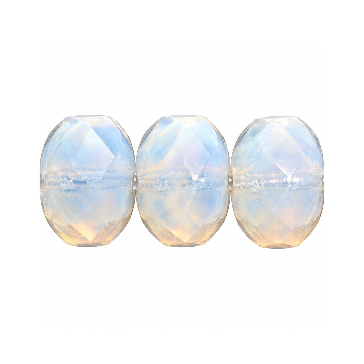 Special Cut Faceted Fire Polished Beads, Opal White (01000), Glass, Czech Republic