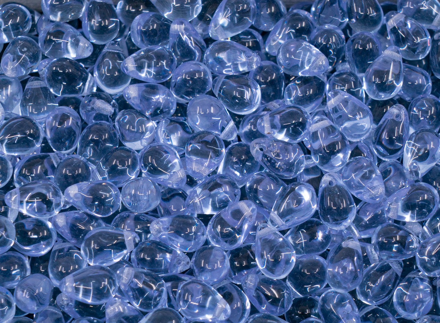 Teardrop Drop Beads, Transparent Violet-Blue (20210), Glass, Czech Republic