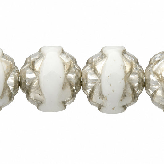 Faceted Fire Polished Beads Special Cut, White Platin (02010-13702), Glass, Czech Republic