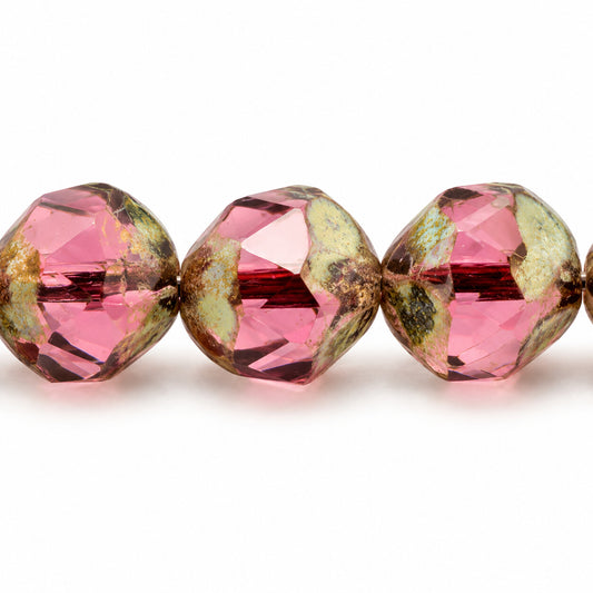 Special Cut Faceted Fire Polished Beads. Smashed, Transparent Light Amethyst Stain Strong (20040-86805), Glass, Czech Republic
