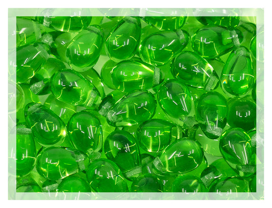 Tropfenperlen, Transparent Simple Green, Glas, Tschechische Republik