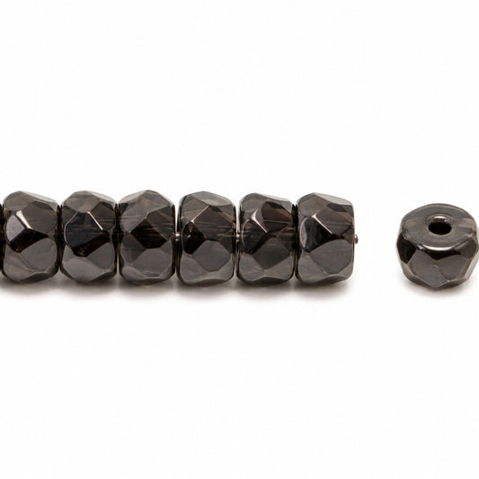 Faceted Special Cut Beads Rondelle, Black (23980), Glass, Czech Republic