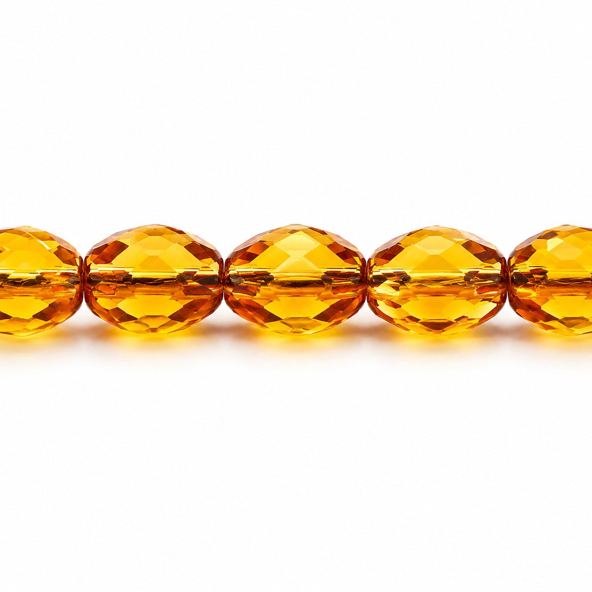 Oval Faceted Beads, Transparent Orange (10080), Glass, Czech Republic