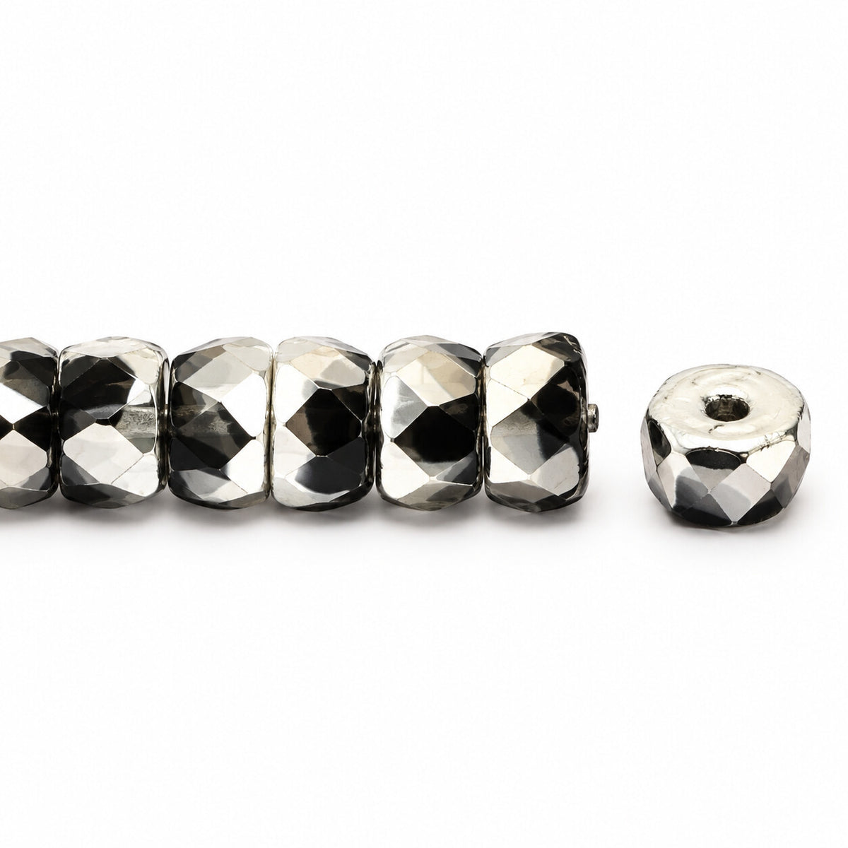 Faceted Special Cut Beads Rondelle, Black Crystal Silver Half Coating (23980-27001), Glass, Czech Republic