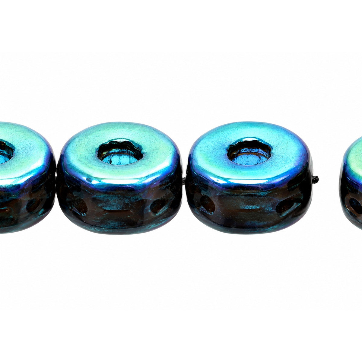 Triple Hole Beads, Crystal, Transparent 111-77-794 8X4Mm 00030, Black Ab Full (2X Side) (23980-28703), Glass, Czech Republic