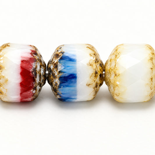 Cathedral Faceted Fire Polished Beads, X3071 Antique Silver Patina (x3071-81002), Glass, Czech Republic