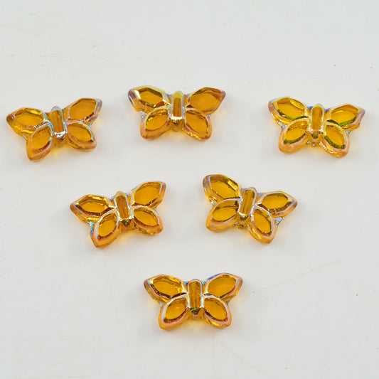 OUTLET 5 grams Table Cut Butterfly Beads, 20 x 12 mm, Transparent Yellow Ab Full (2X Side) (80020-28703), Glass, Czech Republic