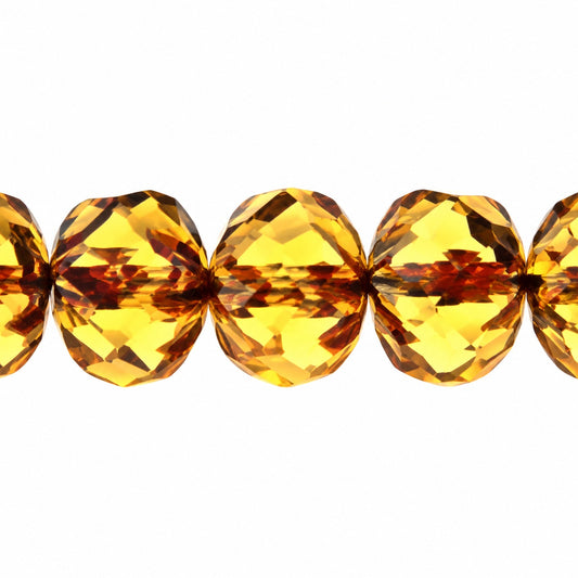 Special Cut Faceted Fire Polished Beads, Transparent Orange Stain Strong (10030-86805), Glass, Czech Republic