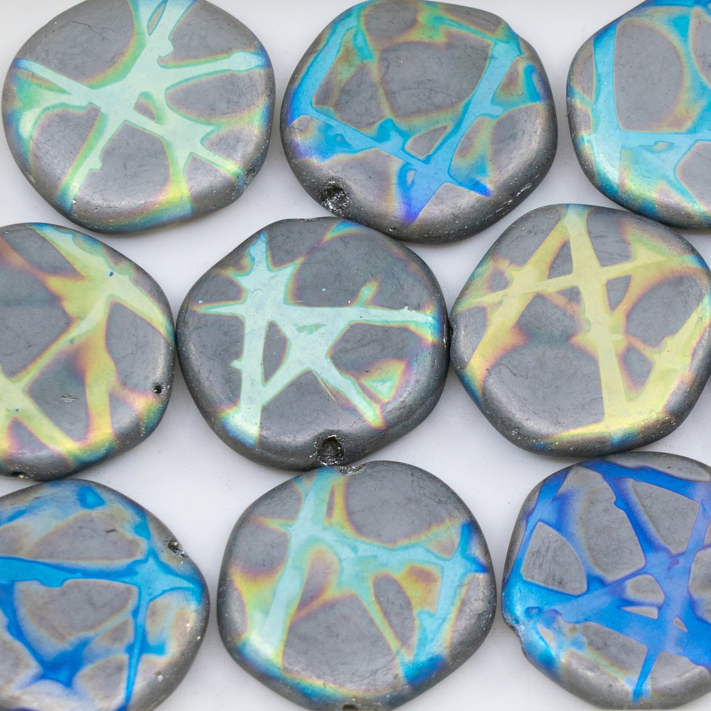 OUTLET 250g/50g Coin Beads, 19 x 19 mm, Batika Mixed Colors 224 (BATIKA-MIX-224), Glass, Czech Republic