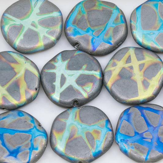 OUTLET 250g/50g Coin Beads, 19 x 19 mm, Batika Mixed Colors 224 (BATIKA-MIX-224), Glass, Czech Republic