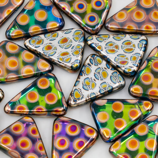 OUTLET 250g/50g Triangle Beads, 18 x 5 mm, Batika Mixed Colors 216 (BATIKA-MIX-216), Glass, Czech Republic