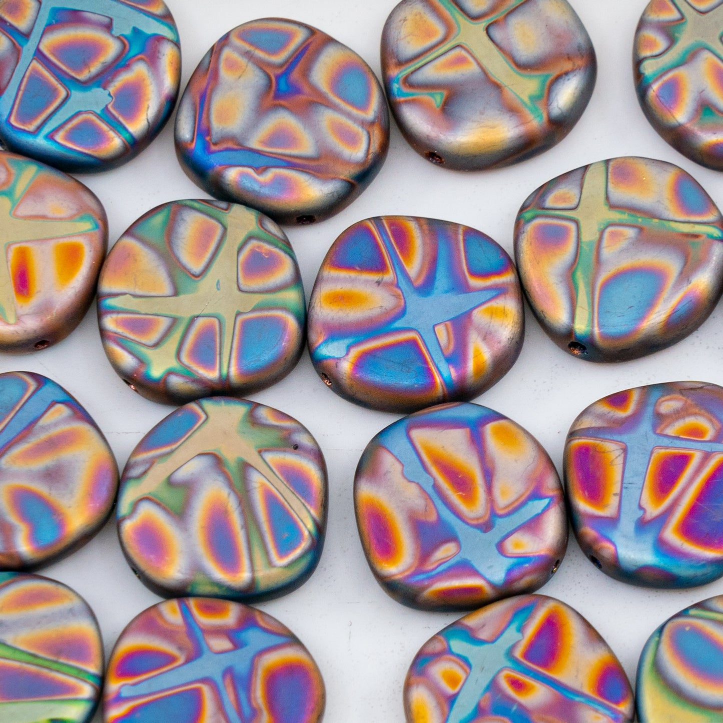 OUTLET 250g/50g Coin Beads, 17 x 17 mm, Batika Mixed Colors 216 (BATIKA-MIX-216), Glass, Czech Republic