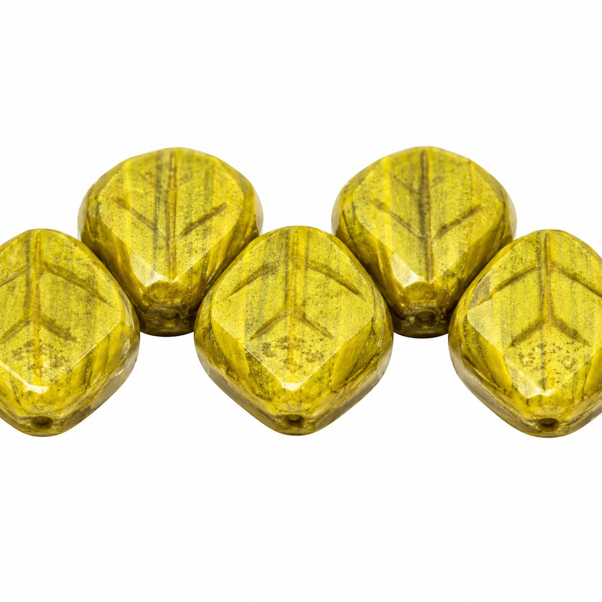 Small Leaf Pressed Beads, X2089 (x2089), Glass, Czech Republic