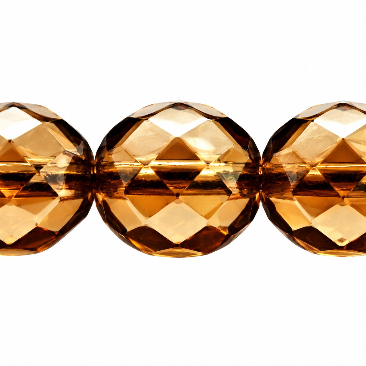Faceted Round Fire Polished Beads, Transparent Brown Hematite (10200-14400), Glass, Czech Republic