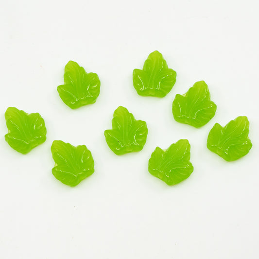 OUTLET 10 grams Grape Leaf Beads, 16 x 14 mm, Opal Green (52010), Glass, Czech Republic