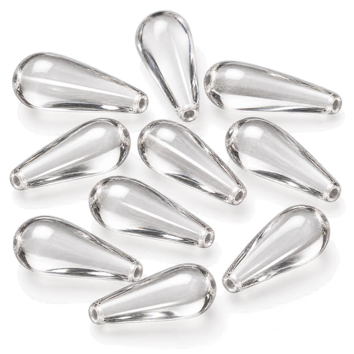 Pear Drop Beads, Crystal (00030), Glass, Czech Republic