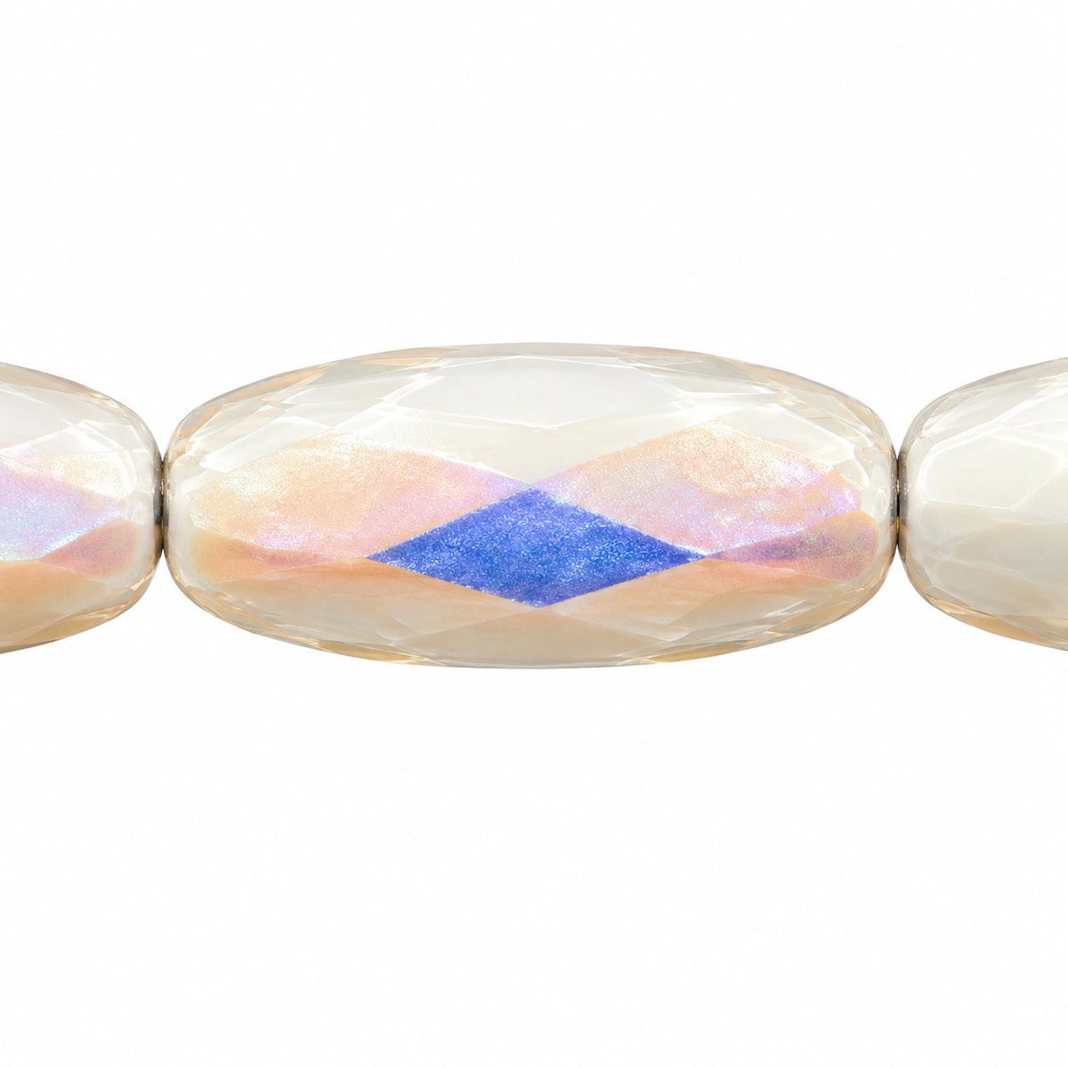 Fire Polished Faceted Oval Beads, Chalk White 28801 (03000-28801), Glass, Czech Republic