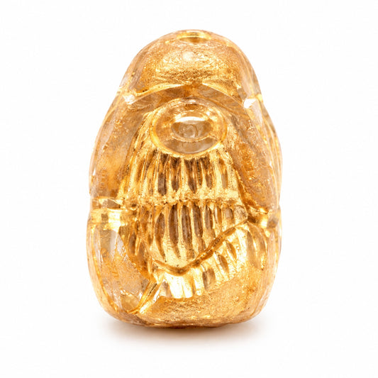 See No Evil Monkey Beads, Opaque Beige Gold Lined (13010-54302), Glass, Czech Republic