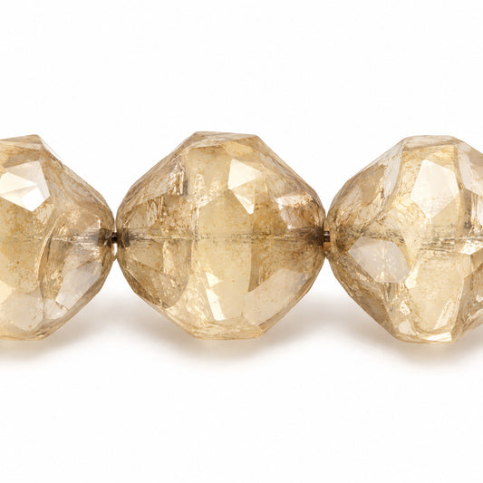 Special Cut Faceted Fire Polished Beads. Smashed, 16008 Platin (16008-13702), Glass, Czech Republic