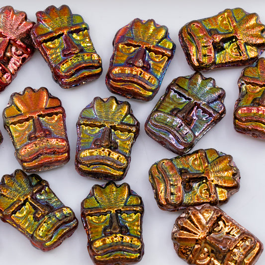 OUTLET 250g/50g Tiki Mask Beads, 17 x 12 mm, Crystal 28137 95200 (00030-28137-95200), Glass, Czech Republic