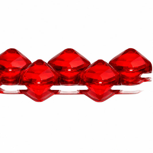 Silky 2-Hole Square Beads, Transparent Red (90100), Glass, Czech Republic