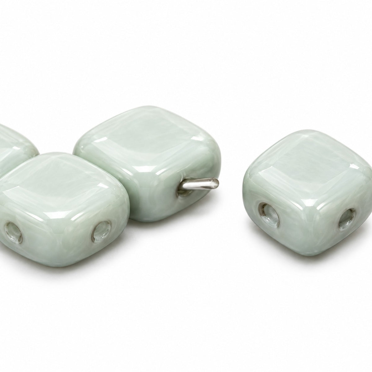 Silkt 2-Hole Beads, White 14458 (02010-14458), Glass, Czech Republic