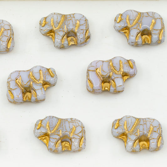 OUTLET 10 grams Elephant Beads, 15 x 11 mm, Opal Pink Gold Lined (71200-54302), Glass, Czech Republic