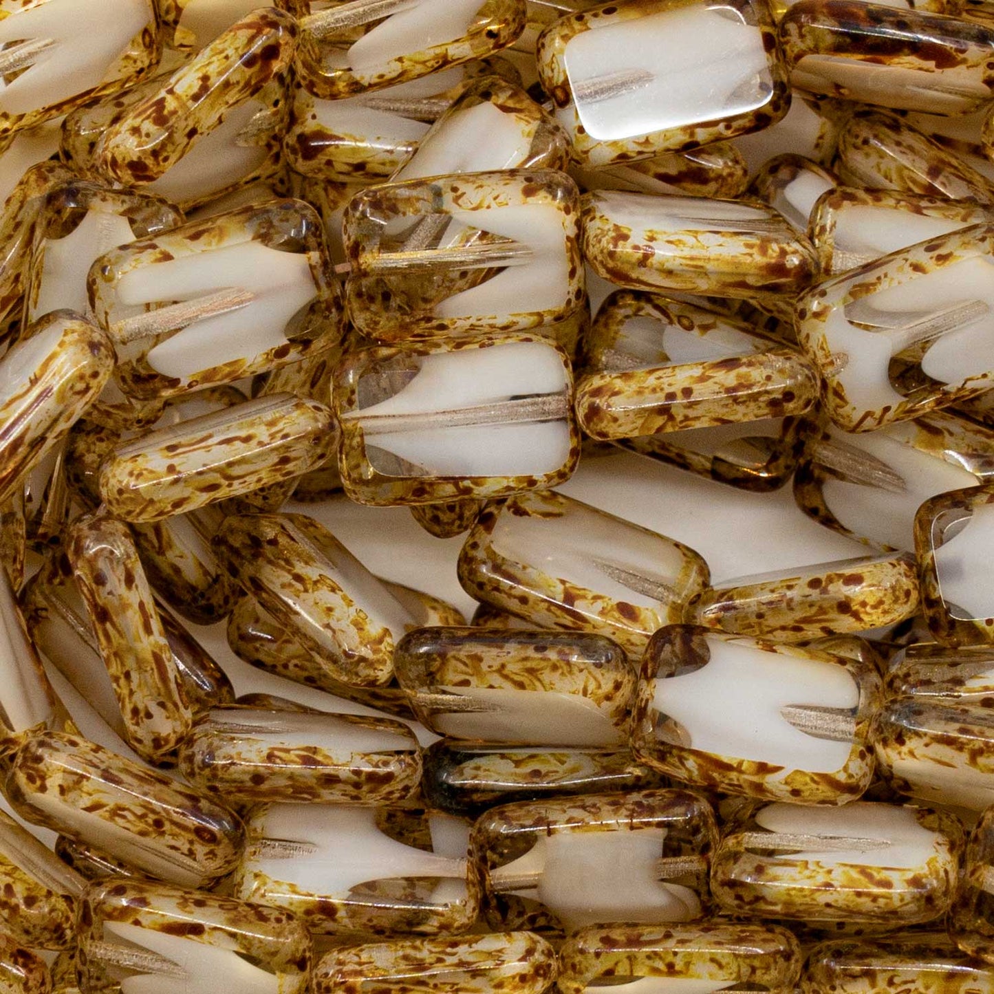 OUTLET 250g Table Cut Rectangle Beads, 12 x 8 mm, Mix Crystal White Travertin (00030-81800), Glass, Czech Republic