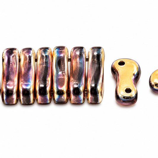 2-Hole Pressed Beads, Black 27143 (23980-27143), Glass, Czech Republic