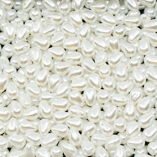 奥特莱斯 250克水滴珠，4 x 6毫米，白色珍珠（02010-70402），玻璃，捷克共和国