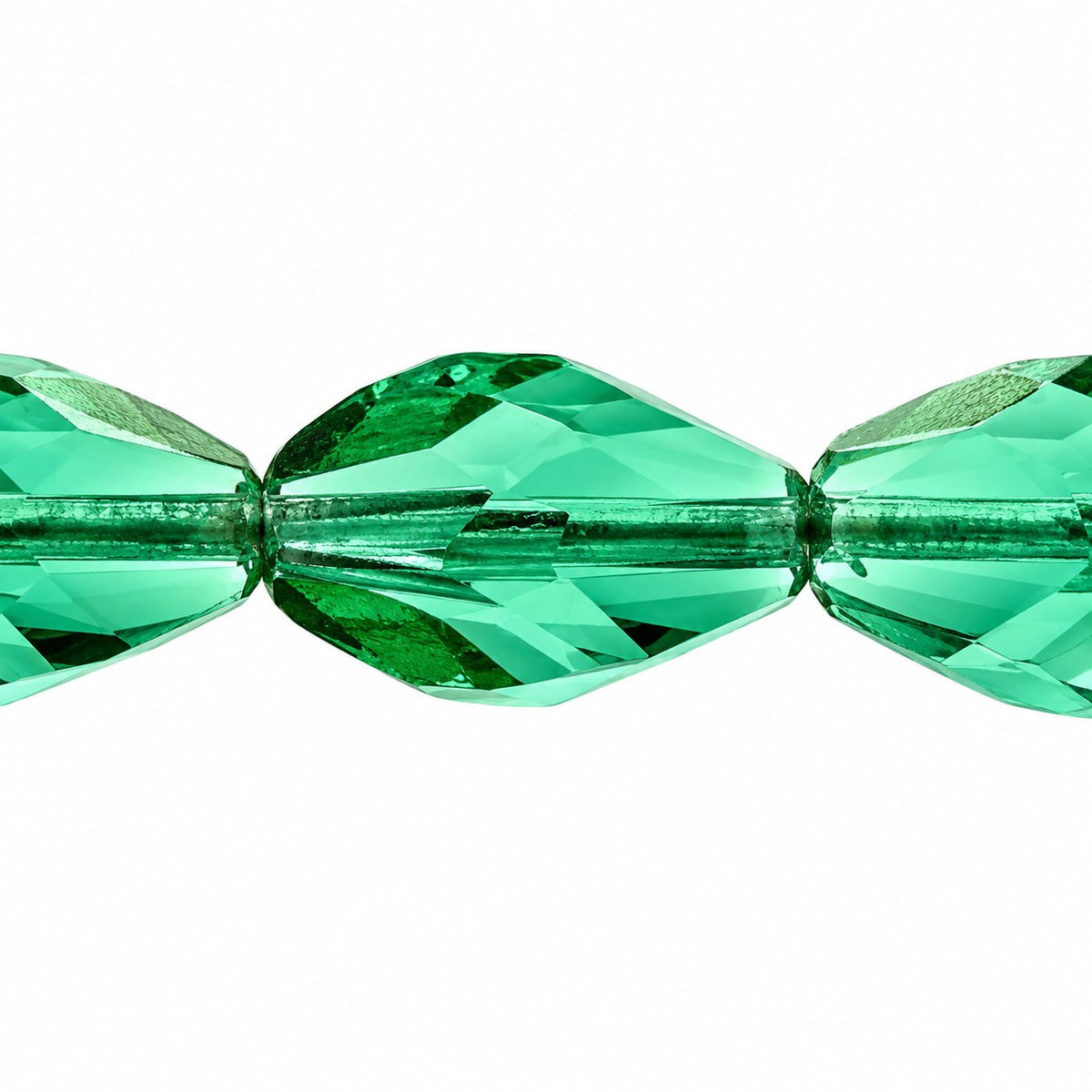 Faceted Special Cut Beads, Transparent Green Emerald (50710), Glass, Czech Republic