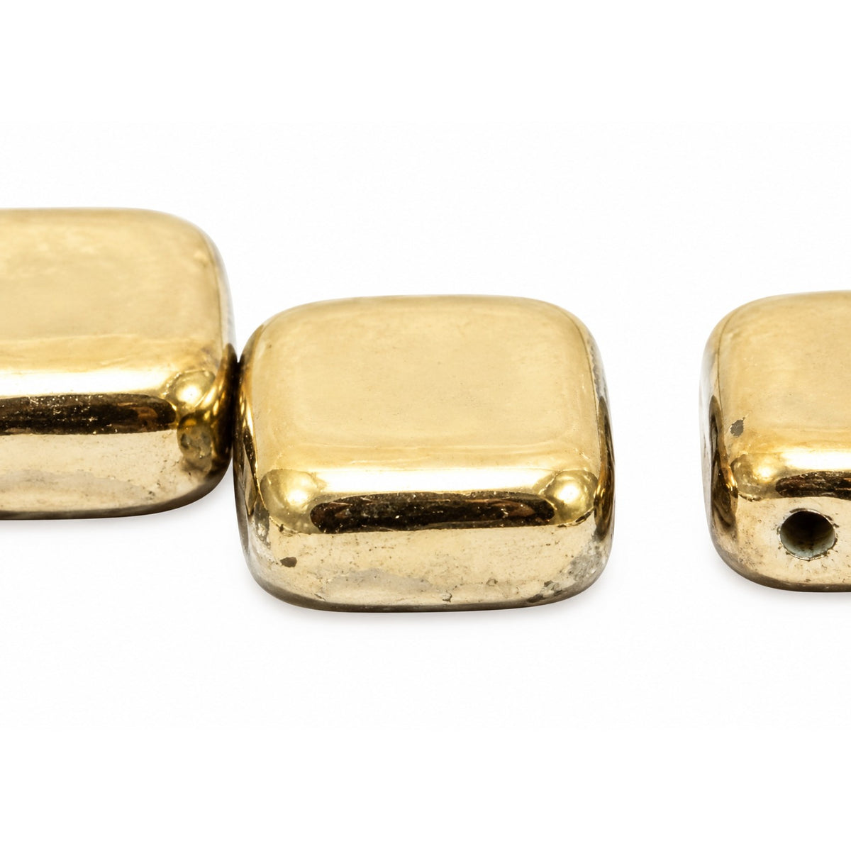 Tile 2-Hole Beads, Crystal Full Gold (00030-26440), Glass, Czech Republic