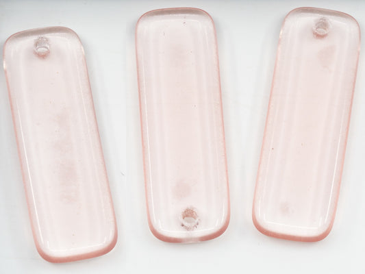 OUTLET 10g Rectangle Pressed Pendant Beads, 30 x 10 mm, Transparent Pink (70100), Glass, Czech Republic