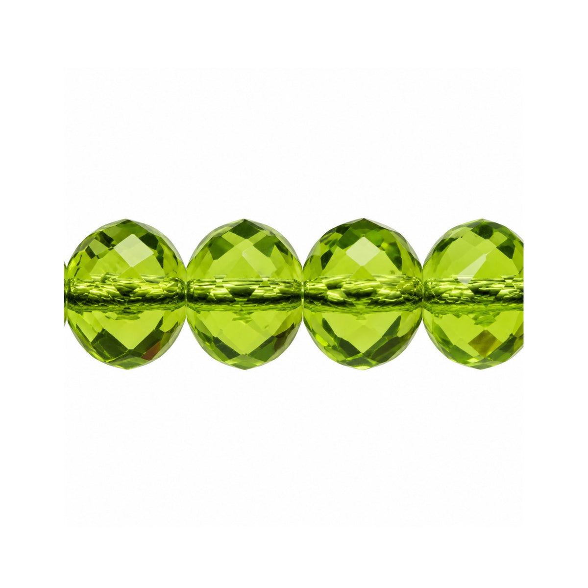 Special Cut Faceted Fire Polished Beads, Transparent Green (50400), Glass, Czech Republic