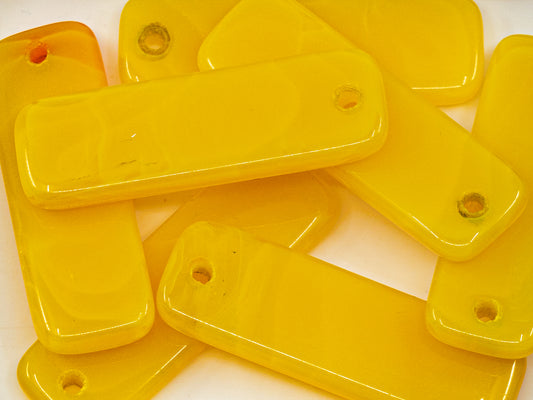 OUTLET 10g Rectangle Pendant Beads, 30 x 10 mm, silk yellow, Glass, Czechia