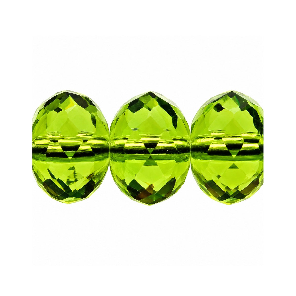 Special Cut Faceted Fire Polished Beads, Transparent Green (50400), Glass, Czech Republic