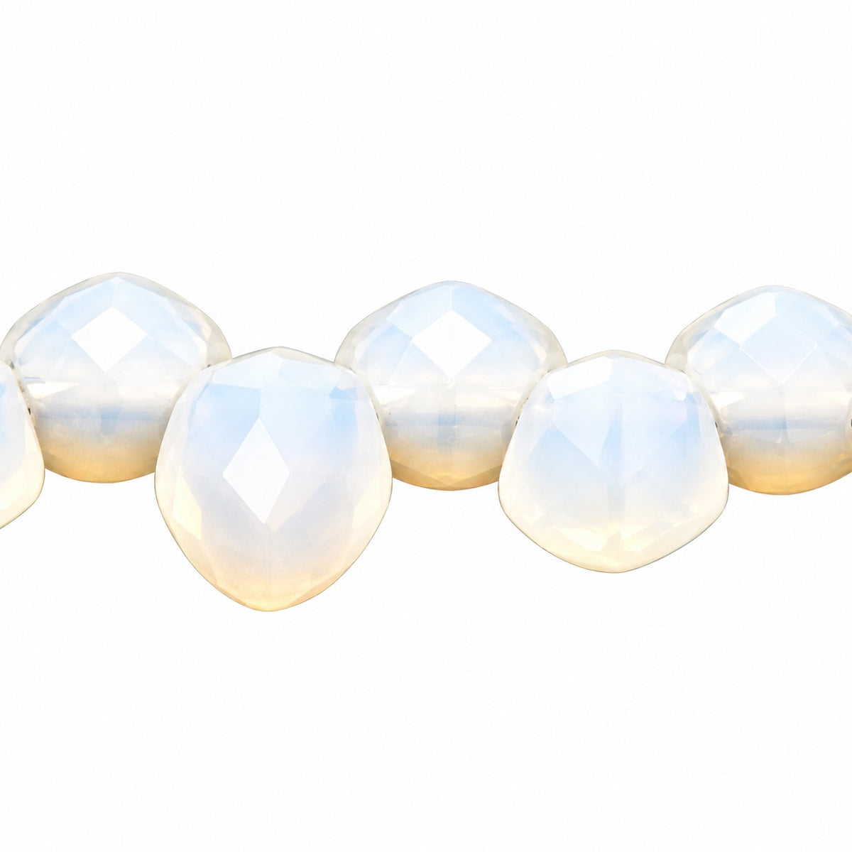 Tulip Petal Beads, Opal White (01000), Glass, Czech Republic