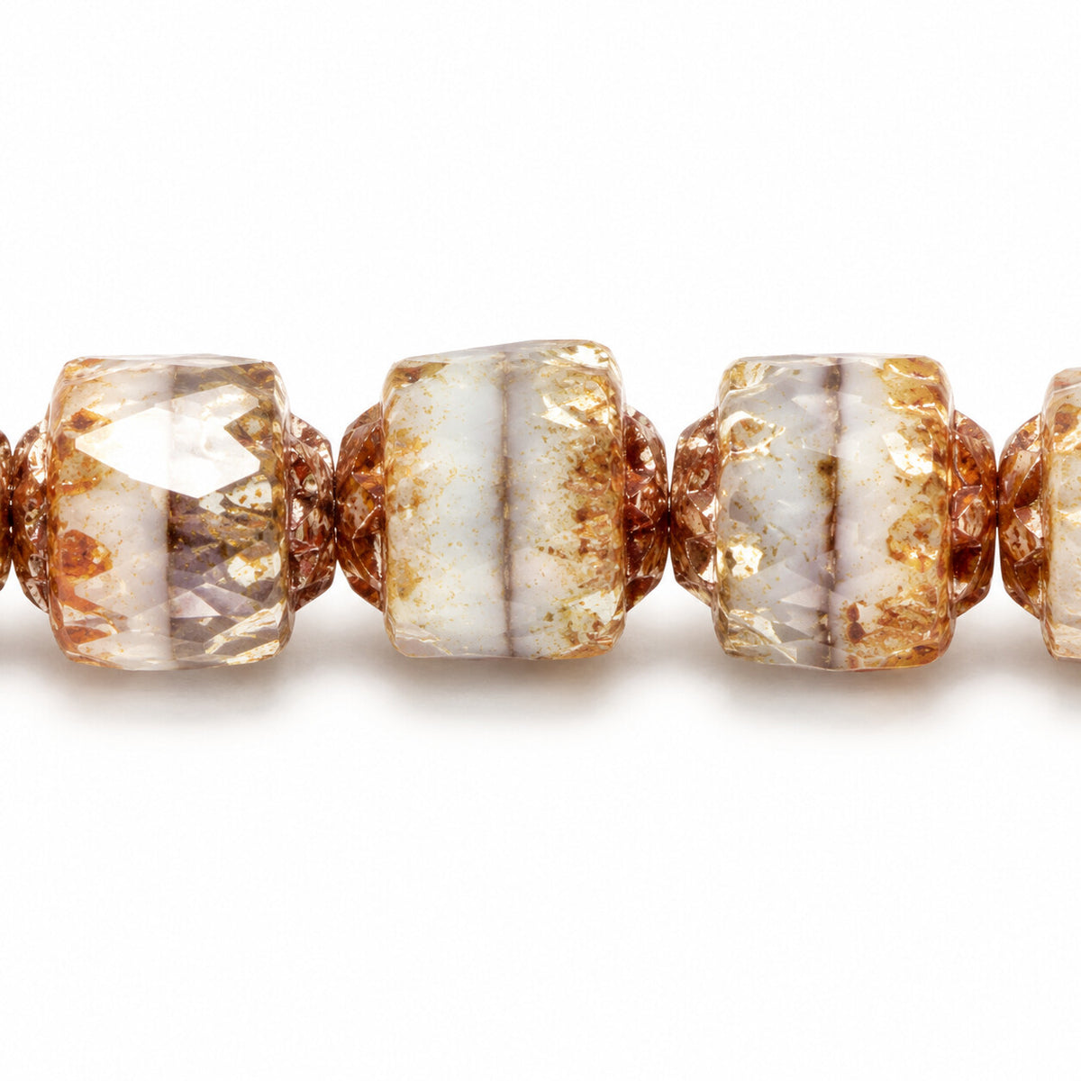 Cathedral Faceted Fire Polished Beads, X3194 Picasso (x3194-43400), Glass, Czech Republic