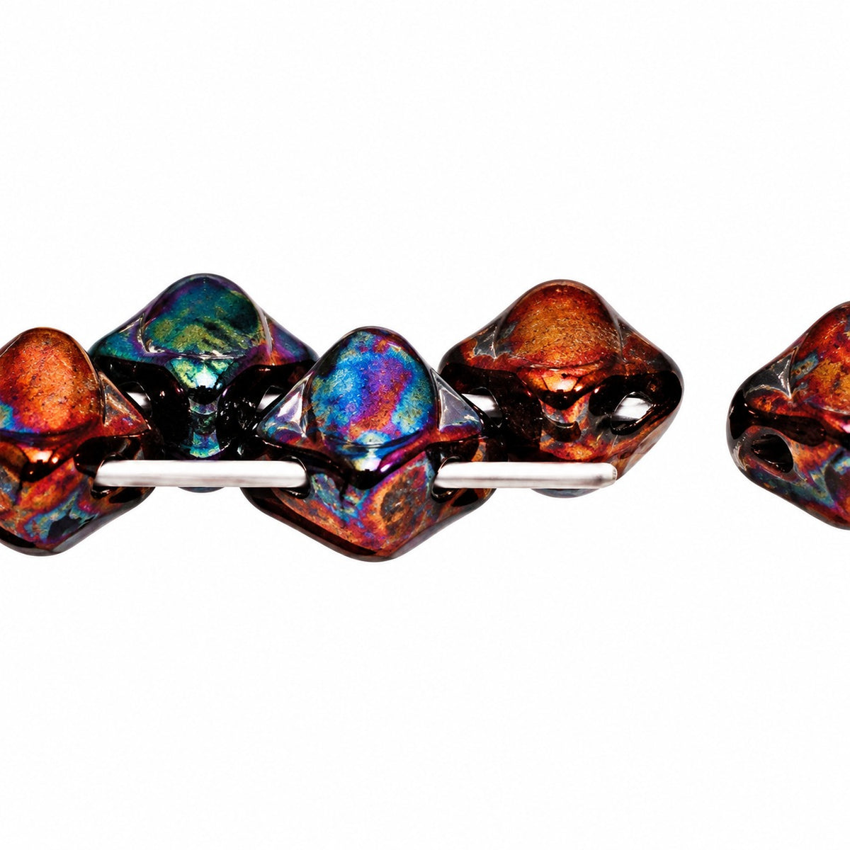 Silky 2-Hole Square Beads, Black Vega Iris (23980-15781), Glass, Czech Republic