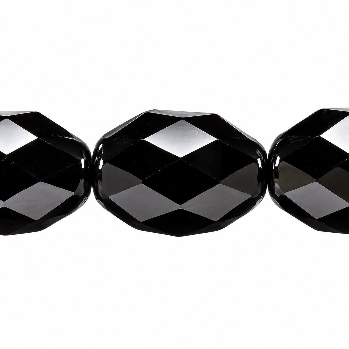 Oval Faceted Beads, Black (23980), Glass, Czech Republic