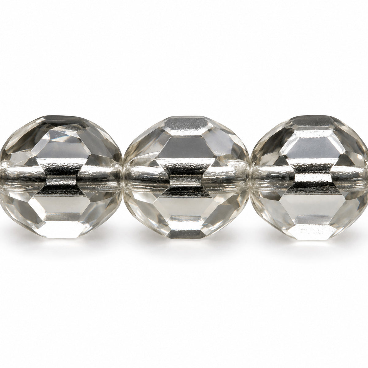 Faceted Fire Polished Beads, Crystal (00030), Glass, Czech Republic