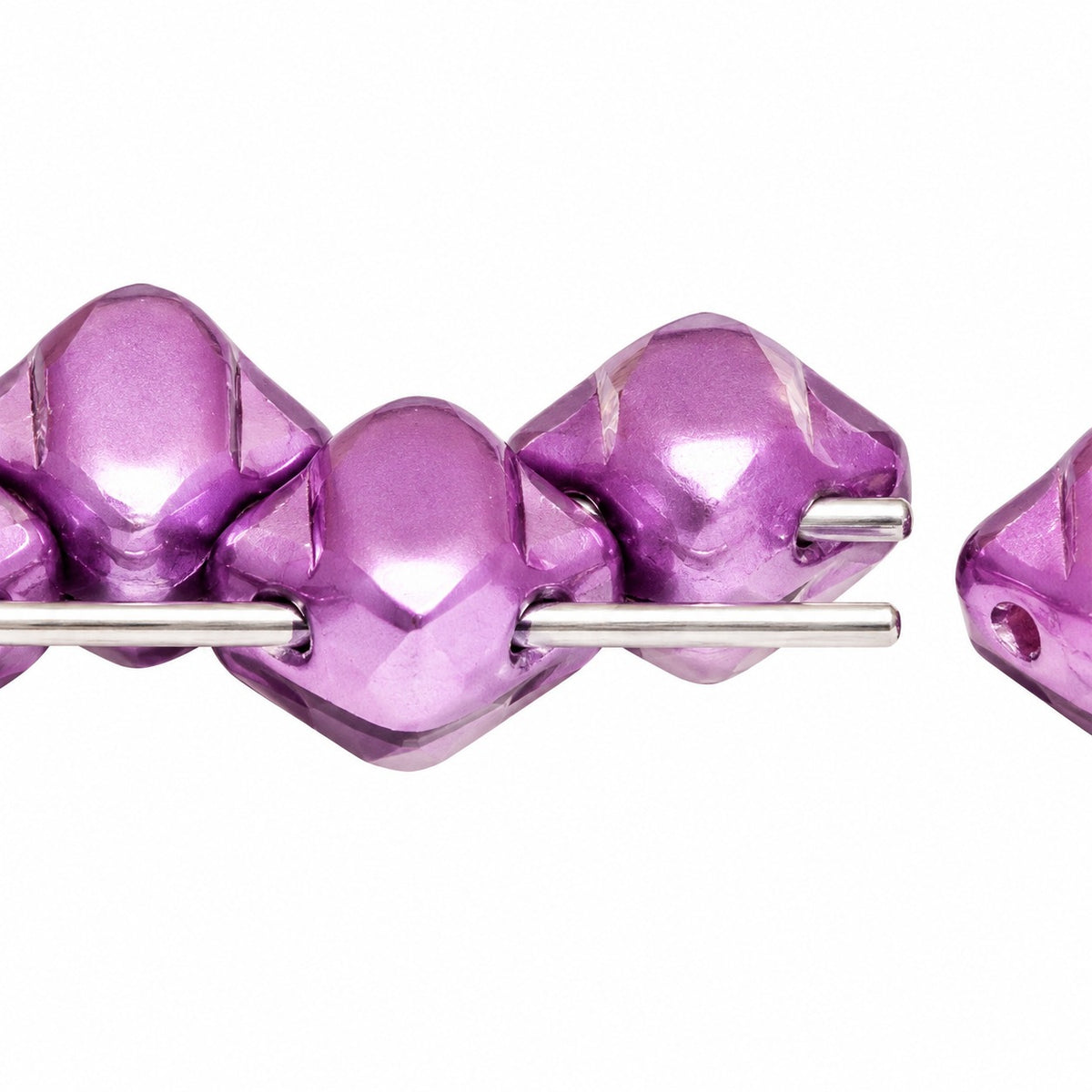 Silky 2-Hole Square Beads, White Pastel Purple (02010-25012), Glass, Czech Republic
