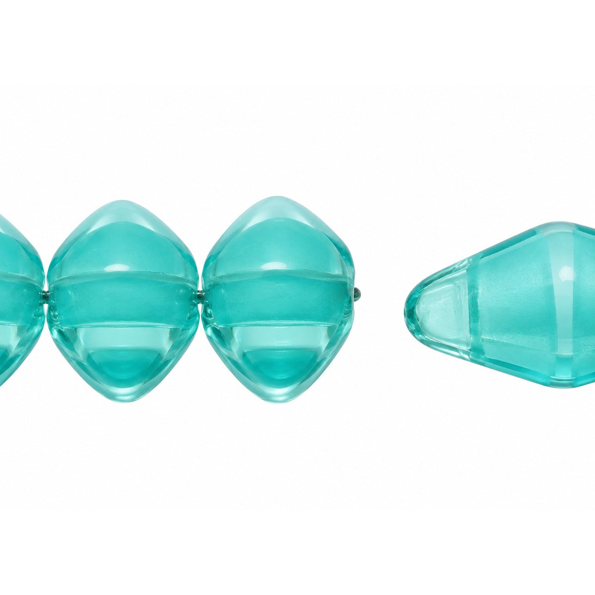 Oval Olive Beads, Transparent Aqua Matte (60210-84110), Glass, Czech Republic