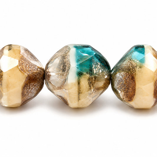 Special Cut Faceted Fire Polished Beads. Smashed, Ts043 Platin (ts043-13702), Glass, Czech Republic