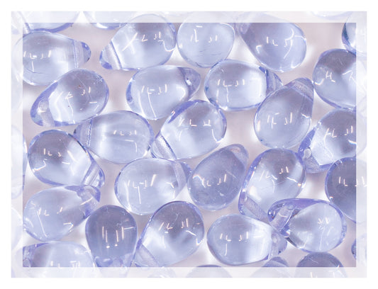 Teardrop Drop Beads, Transparent Violet-Blue (20210), Glass, Czech Republic